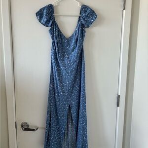 Reformation Blue Floral Midi Dress